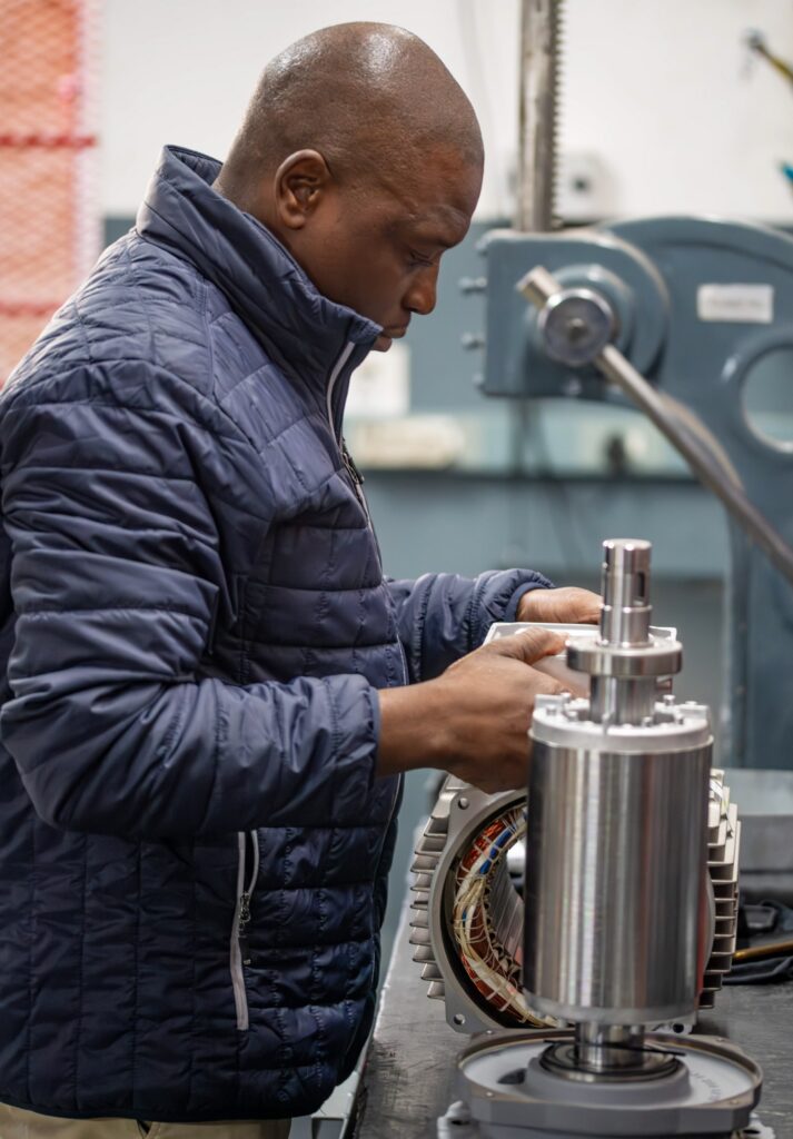 Skilled technicians at SEW-EURODRIVE carry out high-quality motor rewinding to support long-term operational reliability.